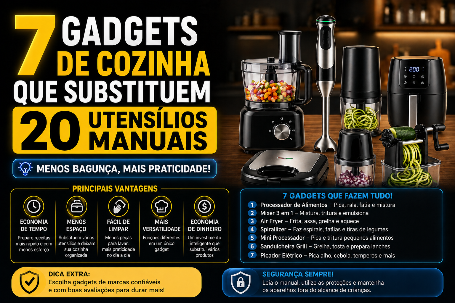 4. 7 Gadgets de cozinha que substituem 20 utensílios manuais.