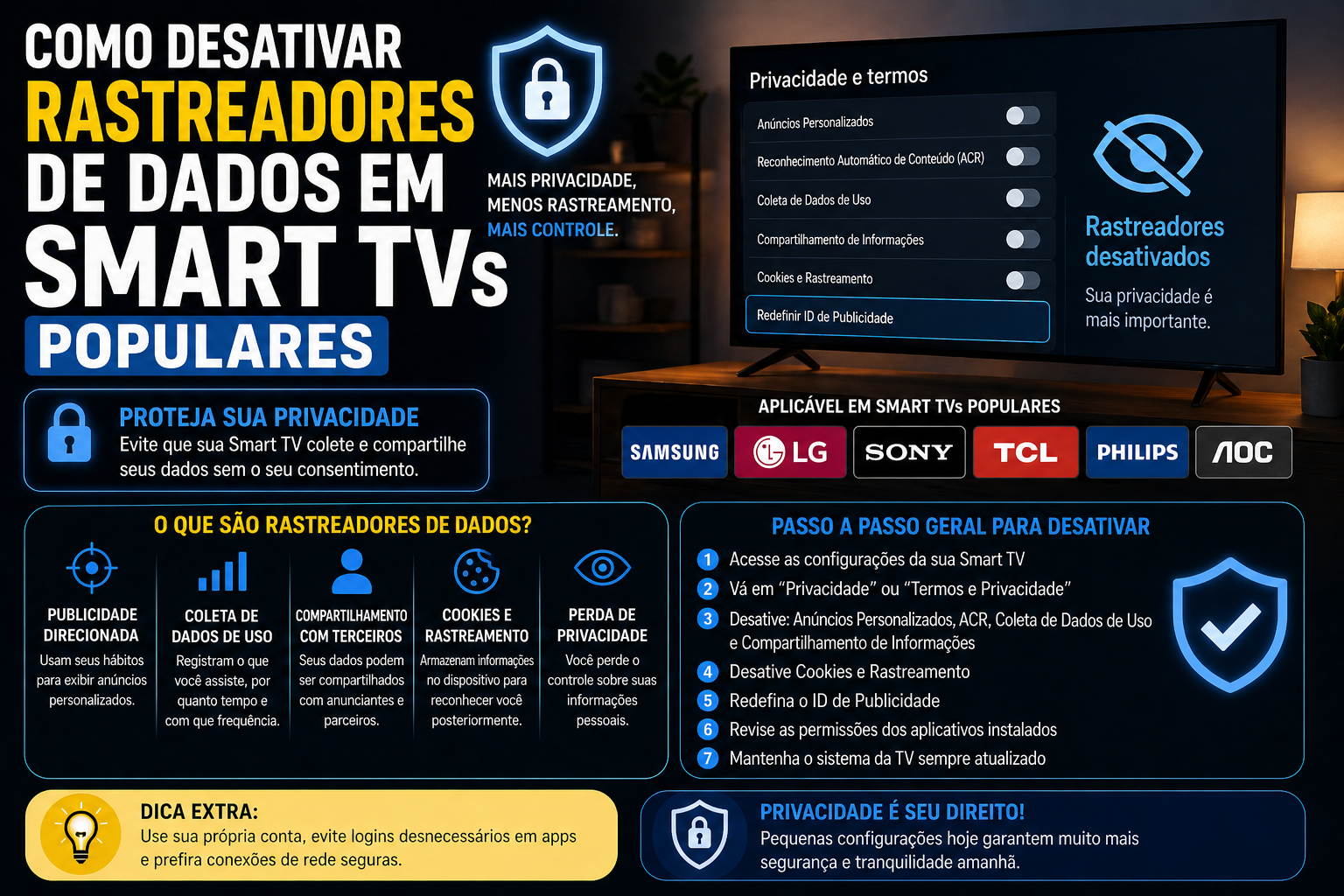 Como desativar rastreadores de dados em smart TVs populares