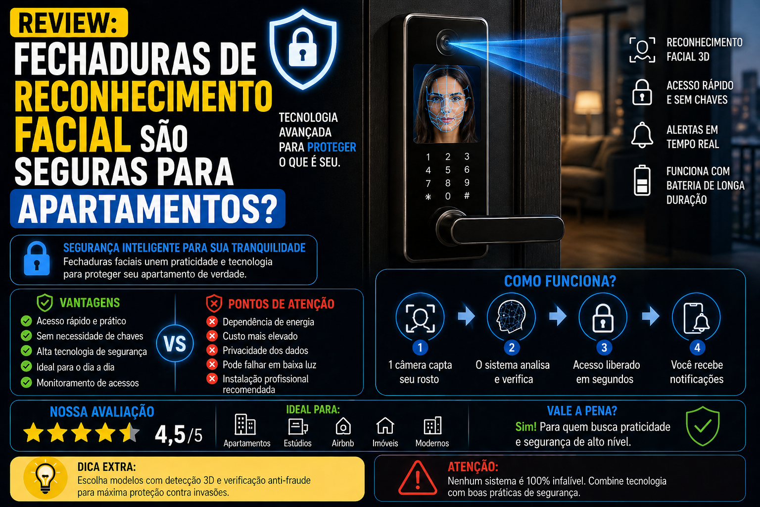 3. Review: Fechaduras de reconhecimento facial são seguras para apartamentos?