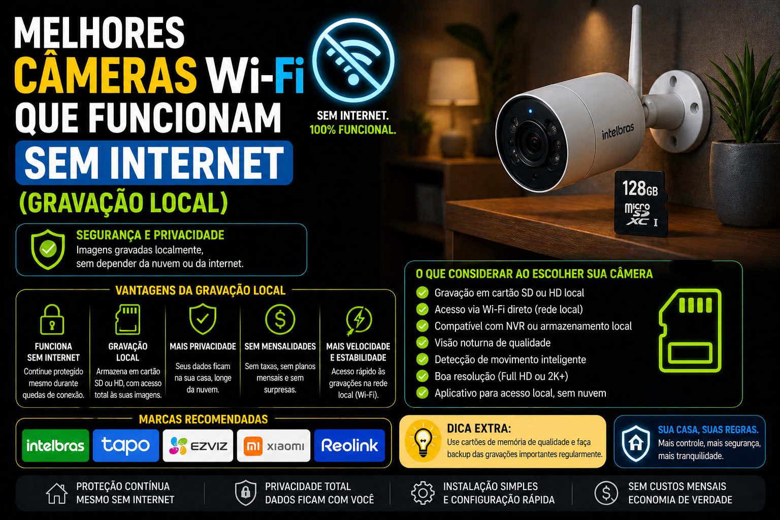 Melhores câmeras Wi-Fi que funcionam sem internet (gravação local)