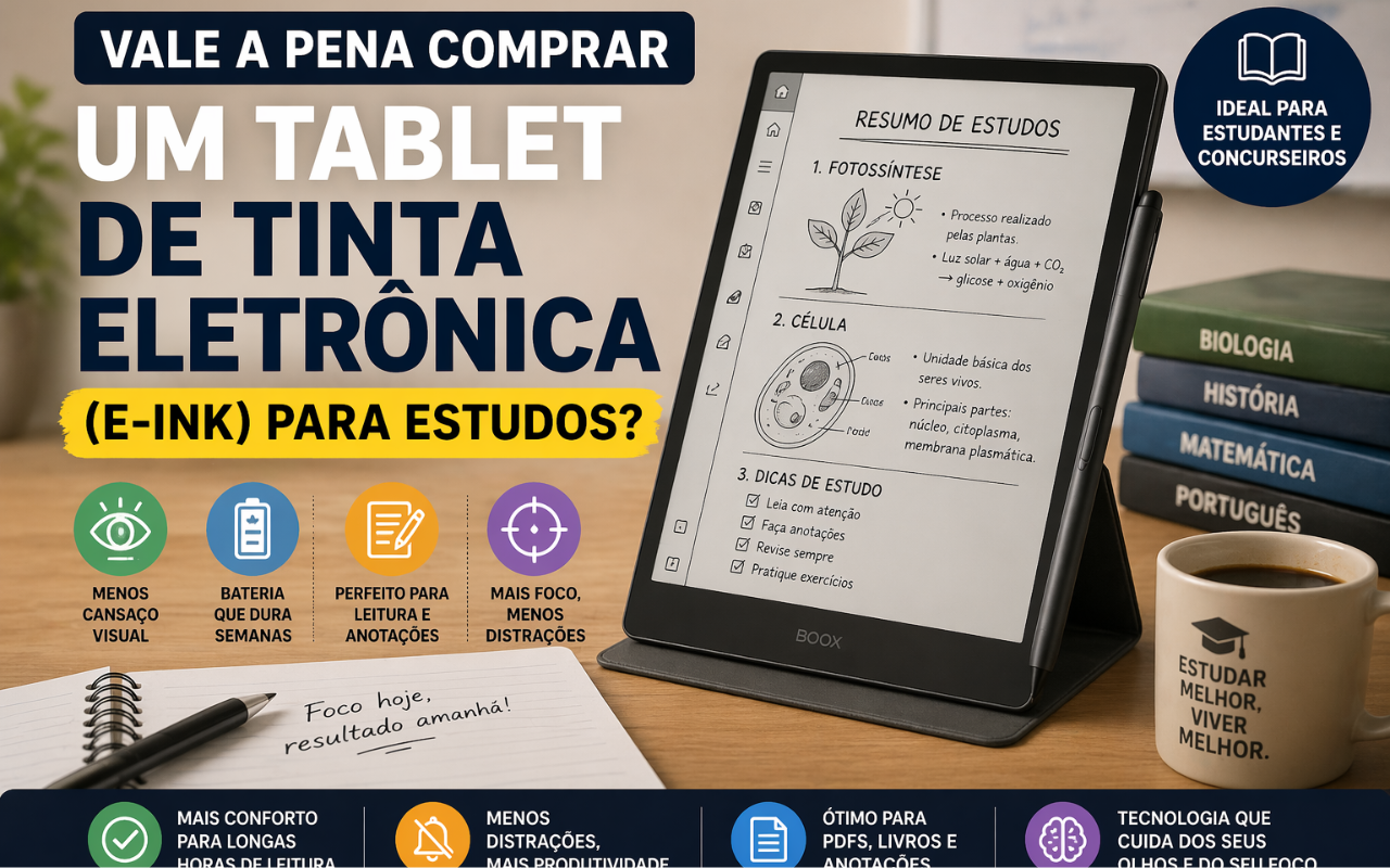 Vale a pena comprar um tablet de tinta eletrônica (E-ink) para estudos?