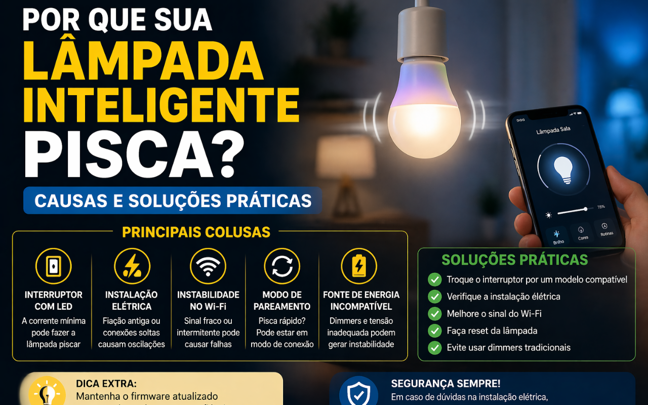 or que sua lâmpada inteligente pisca? Causas e soluções práticas.