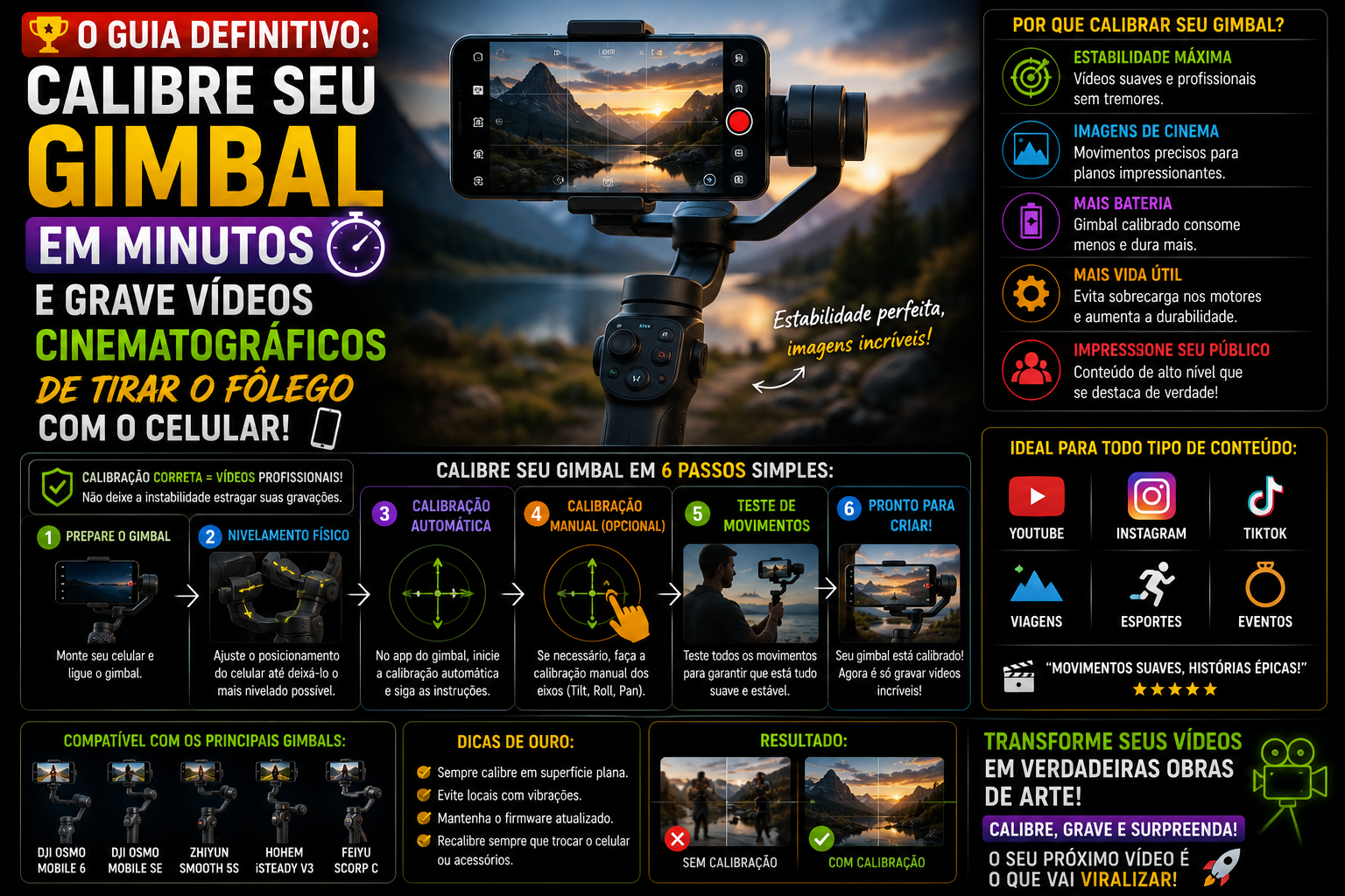 O Guia DEFINITIVO: Calibre seu gimbal em minutos e grave vídeos cinematográficos de tirar o fôlego com o celular!