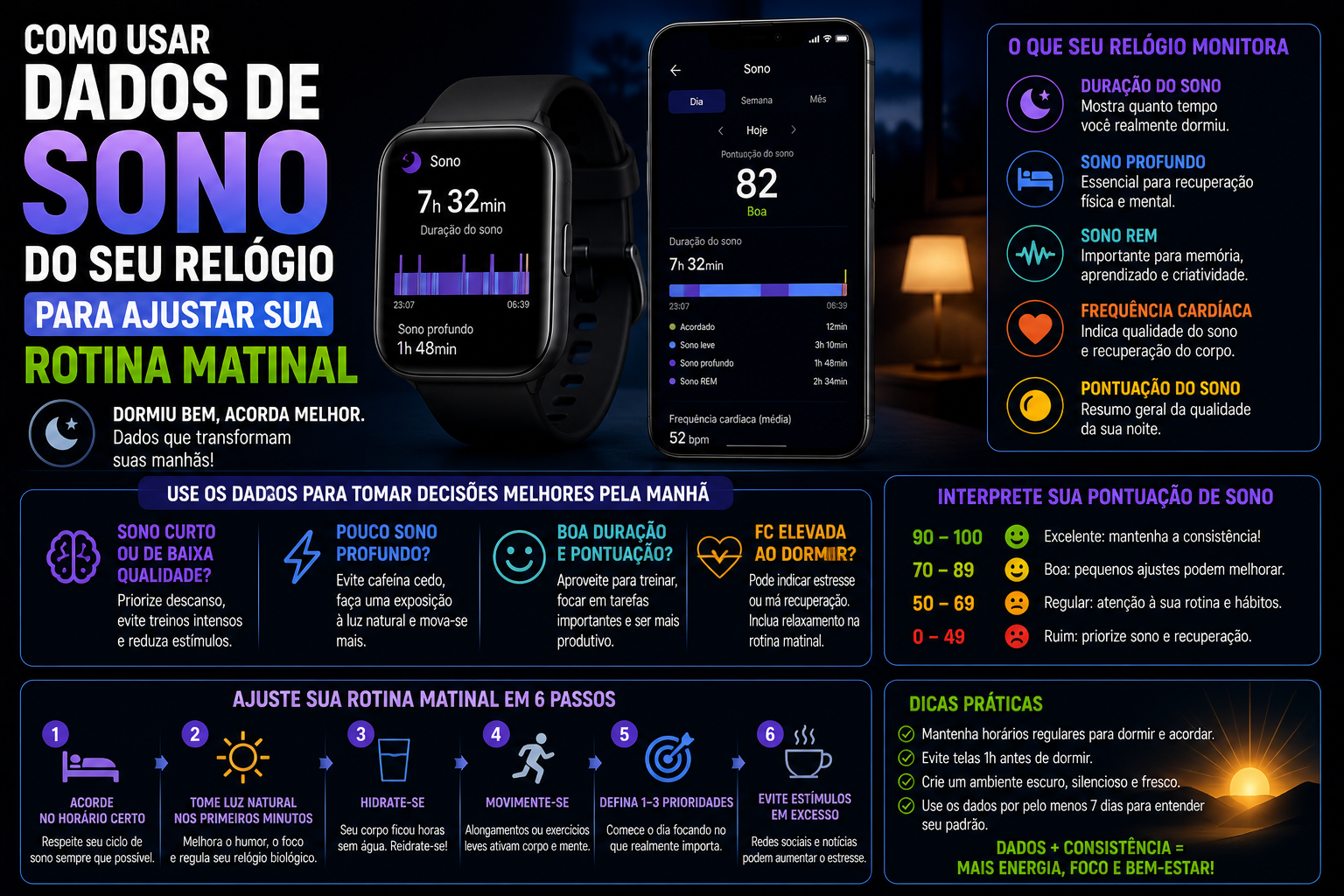 Como usar dados de sono do seu relógio para ajustar sua rotina matinal