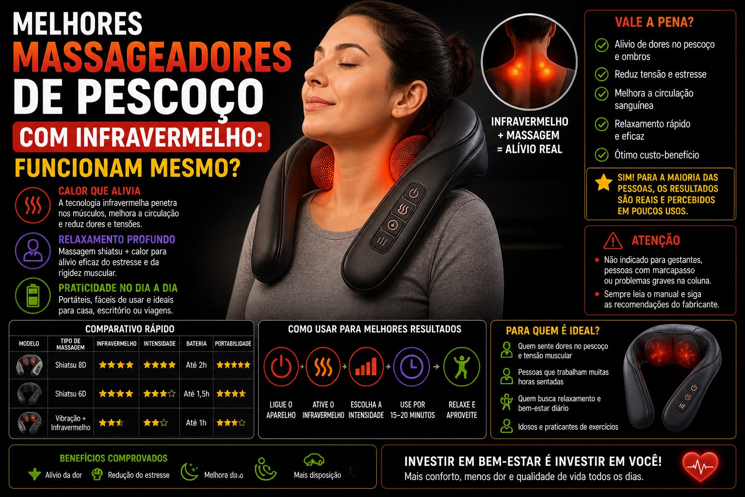 Melhores massageadores de pescoço com infravermelho: Funcionam mesmo?