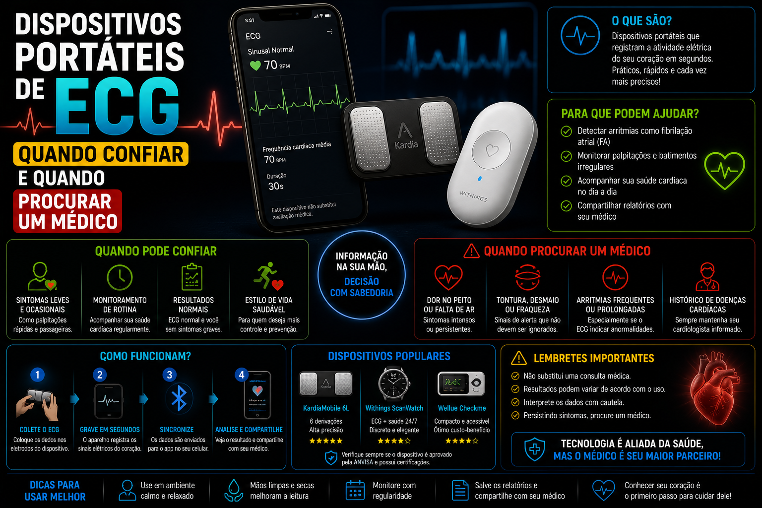 Dispositivos portáteis de ECG: Quando confiar e quando procurar um médico