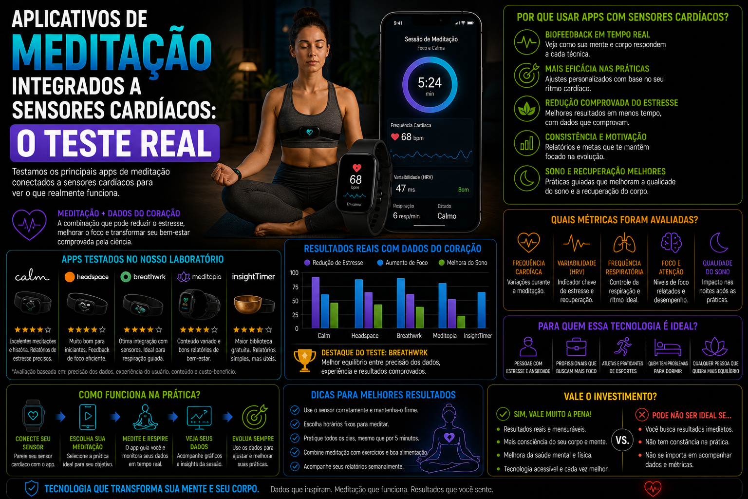 Aplicativos de meditação integrados a sensores cardíacos: O teste real